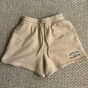 White Fox cozy tan shorts: essentials club collection